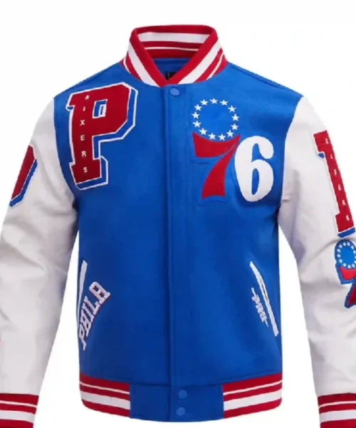 Philadelphia 76ers Blue Mash Up Heavyweight Jacket