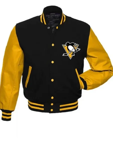 Pittsburgh Penguins NHL Black and Yellow Varsity Jacket