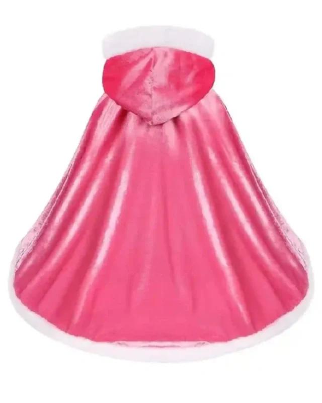 Princess Pink Velvet Costume Cloak with Shearling Hood for Women