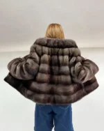 Real Brown Saga Full Skin Mink Fur Jacket Coat