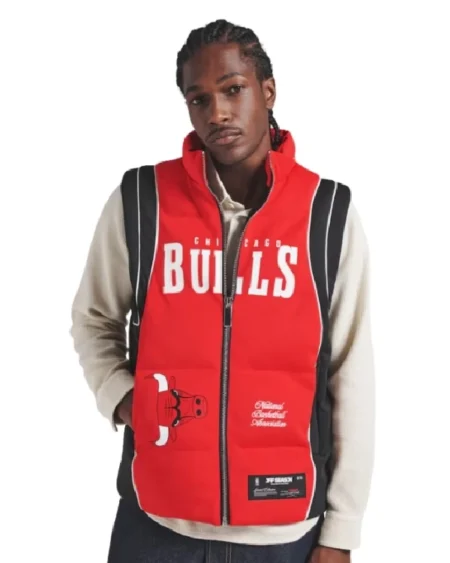 Red Chicago Bulls Team Puffer Vest