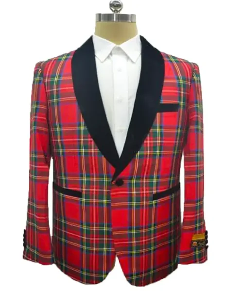 Red Plaid Christmas Blazer