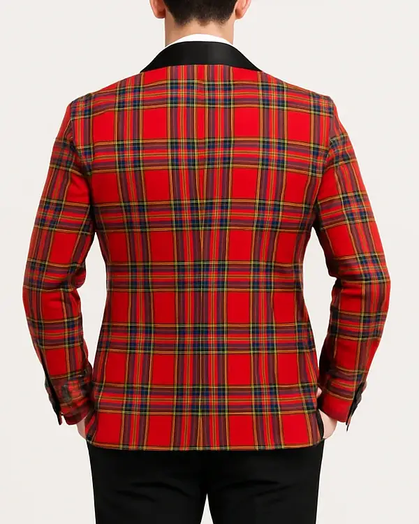 Red Plaid Christmas Blazer back