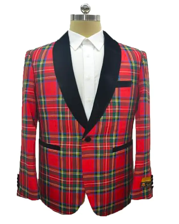 Red Plaid Christmas Blazer