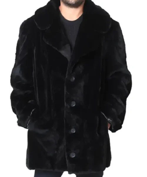 Sheared Beaver Fur Warm Winter Black Coat