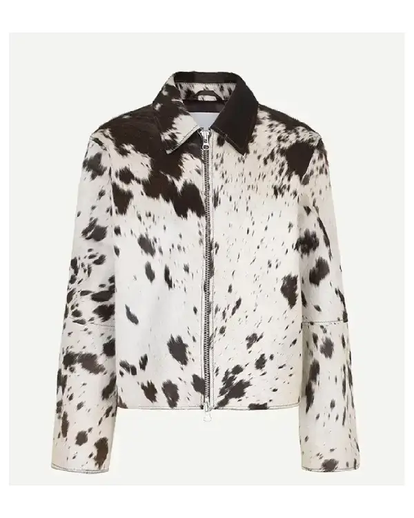 Shirt Style Collar Cowhide Fur Leather Jacket (1)