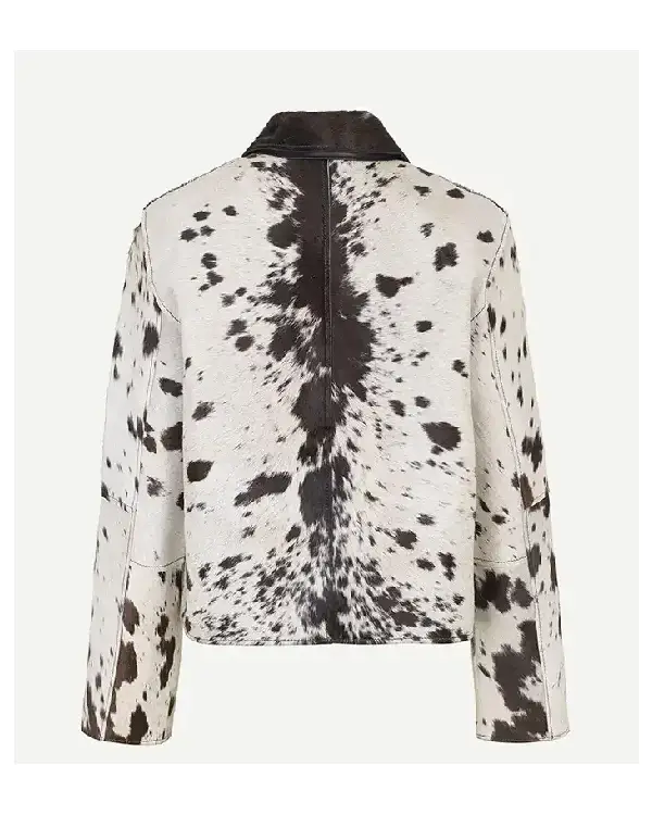 Shirt Style Collar Cowhide Fur Leather Jacket sale