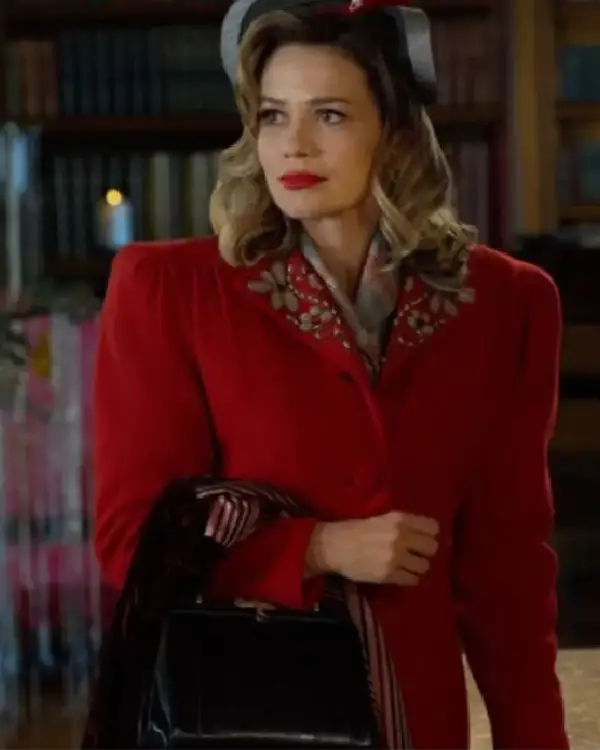 Shop A Biltmore Christmas Bethany Joy Lenz Red Wool Midi Coat For Sale