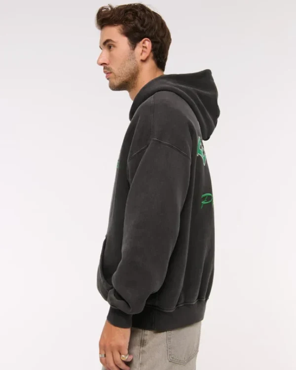 Shop Abercrombie Philadelphia Eagles Graphic Popover Black Hoodie Sale Site post
