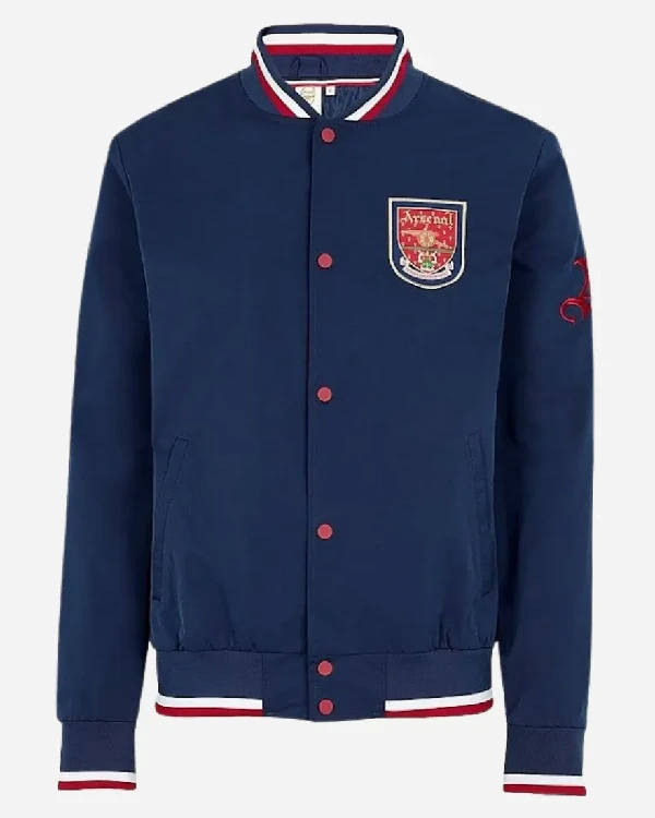 Shop Arsenal Retro Vintage Baseball Navy Blue Varsity Jacket For Sale