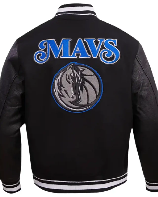 Shop Black Dallas Mavericks Wool With Leather Varsity Jacket Sale Black