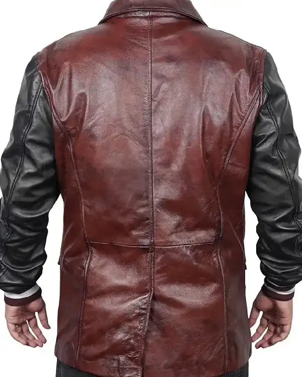 Shop Booboo Stewart Movie Descendants Jay Burgundy and Black Leather Jacket For Sale