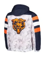 Shop Chicago Bears Gridiron Raglan Geometric Pattern & Bold Bear Graphics Half-Zip Hooded Jacket Sale