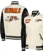 Shop Cream And Black Retro Classic Cincinnati Bengals Wool_Leather Varsity Jacket Sale