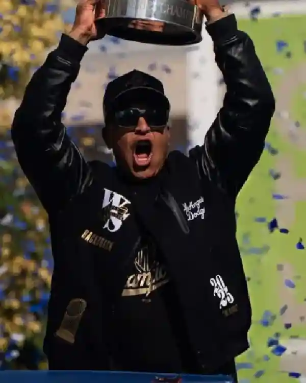 Shop Dave Roberts Dodgers World Series Championship Parade Jacket on Sale