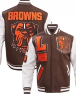 Shop Dawg Pound Cleveland Browns Mash-up Brown Varsity Jacket Sale