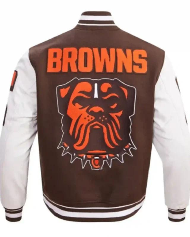 Shop Dawg Pound Cleveland Browns Mash-up Brown Varsity Jacket Sale Back