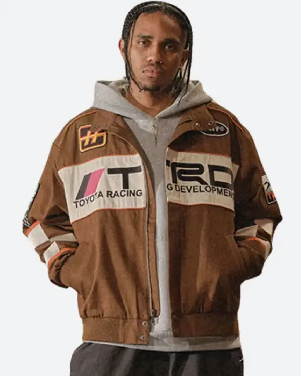 Shop HUF X Toyota Race Development Brown & Whte Racing Jacket