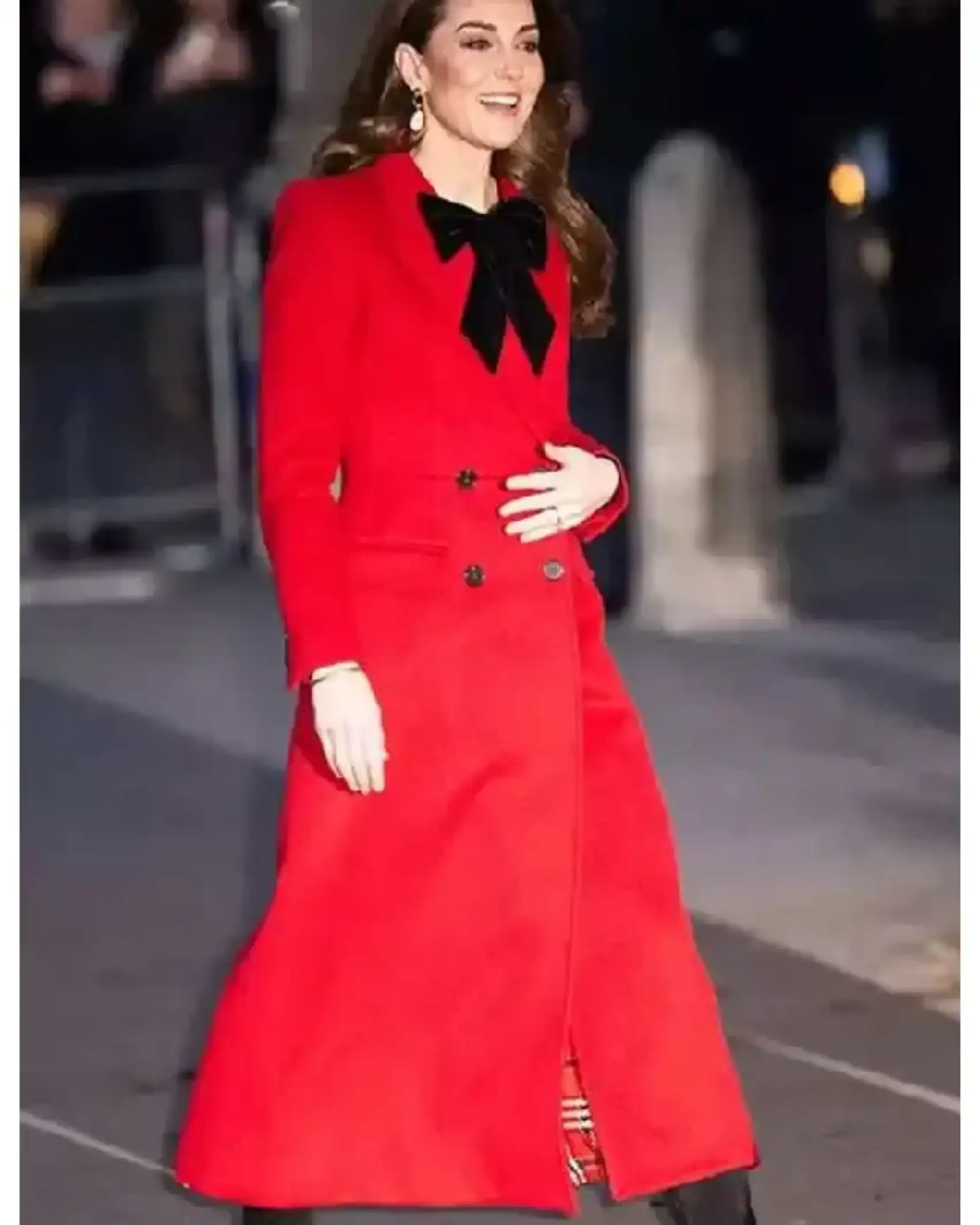 Shop Kate Middleton Christmas Carol Service Red Wool Coat For Sale