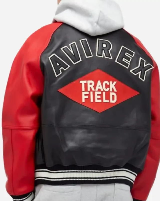 Shop Men’s Avirex Track N Field Red & Black Varsity Jacket on Sale