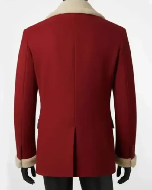 Shop Men’s Christmas Red Wool Blazer with Shearling Accents
