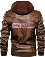 Shop Mens GMC Leather Jacket with Hood Sale Brown Back