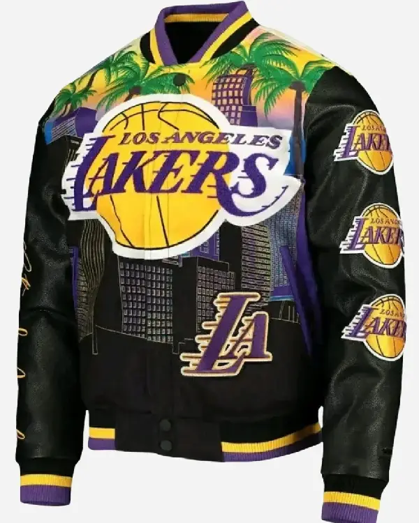 Shop Men’s Los Angeles Lakers Pro Standard Remix Black Varsity Full-Zip Jacket Sale