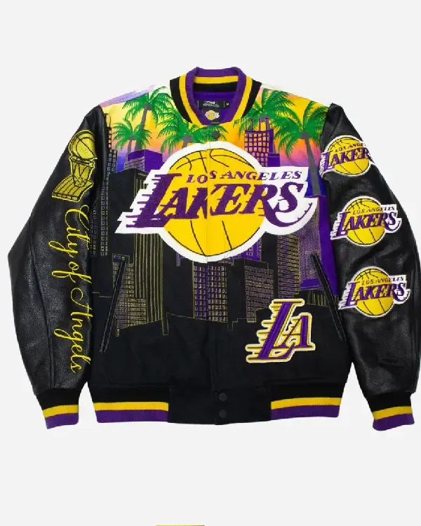 Shop Men’s Los Angeles Lakers Pro Standard Remix Black Varsity Full-Zip Jacket on Sale