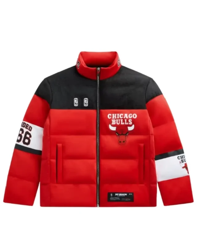 Shop NBA Chicago Bulls Standard Red Puffer Jacket Sale