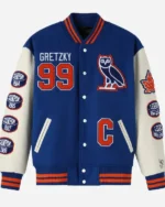 Shop OVO The Great One Wayne Gretzky Varsity Full-Snap Jacket for Men and Women Sale Blue