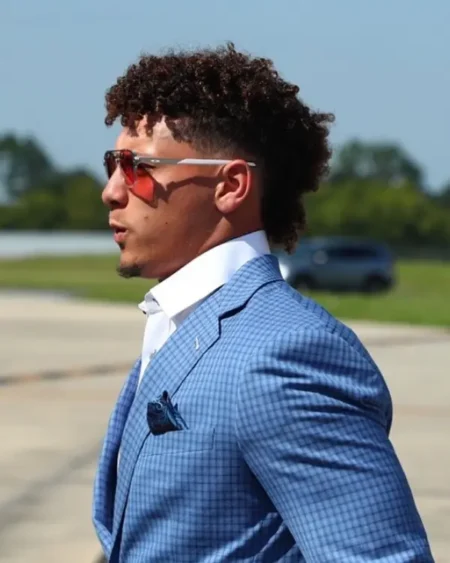 Shop Patrick Mahomes Super Bowl Lix Blue Plaid Suit Sale