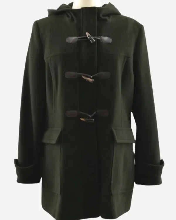 Shop Riley Thomas A Christmas in Vermont Abigail Hawk Green Hooded Coat Jacket For Sale