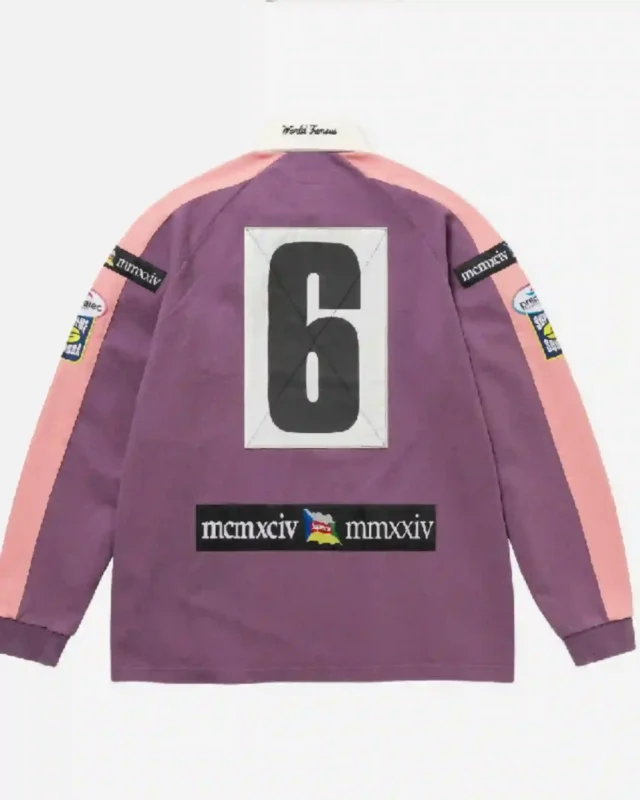 Shop Supreme Chest Stripe Rugby Jacket White & Black Sale