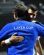 Shop Team Europe Laver Cup Champion Blue Bomber Jacket Sale Back
