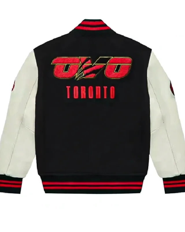 Shop Toronto Raptors X OVO Letterman Varsity Jacket Sale Back