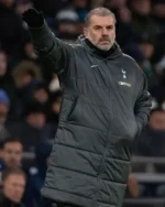 Shop Tottenham VS Leicester City Ange Postecoglou Black Puffer Jacket Coat Sale