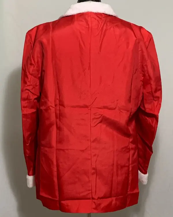 Shop Ugly Christmas Blazer Sport Coat Jacket Santa Suit Faux Fur Collar Red White For Sale Back