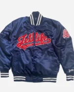 Shop Unisex Jet Life Apparel Home Plate Satin Jacket – Red, Green & Navy Blue Sale Blue