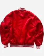 Shop Unisex Jet Life Apparel Home Plate Satin Jacket – Red, Green & Navy Blue Sale Red Back