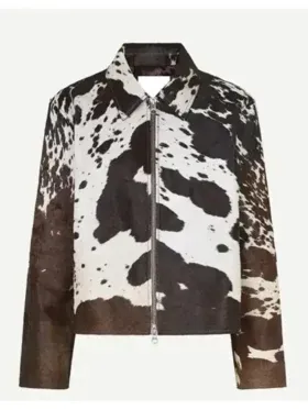Simple Cowhide Brown Fur Leather Jacket