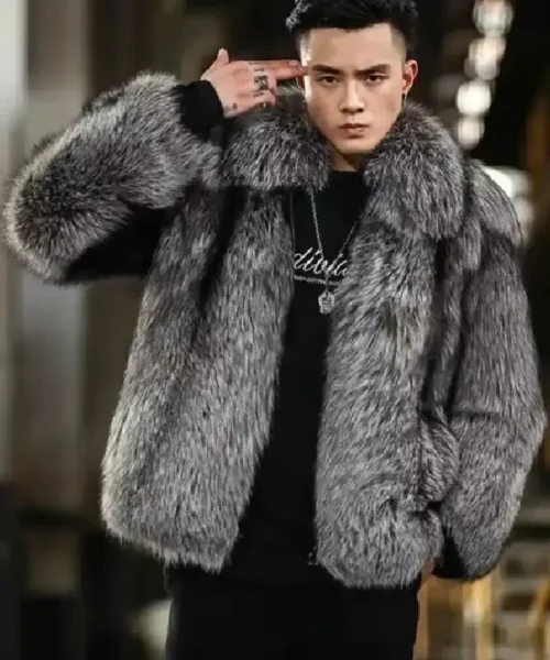 Spencer Gray Faux Fur Coat