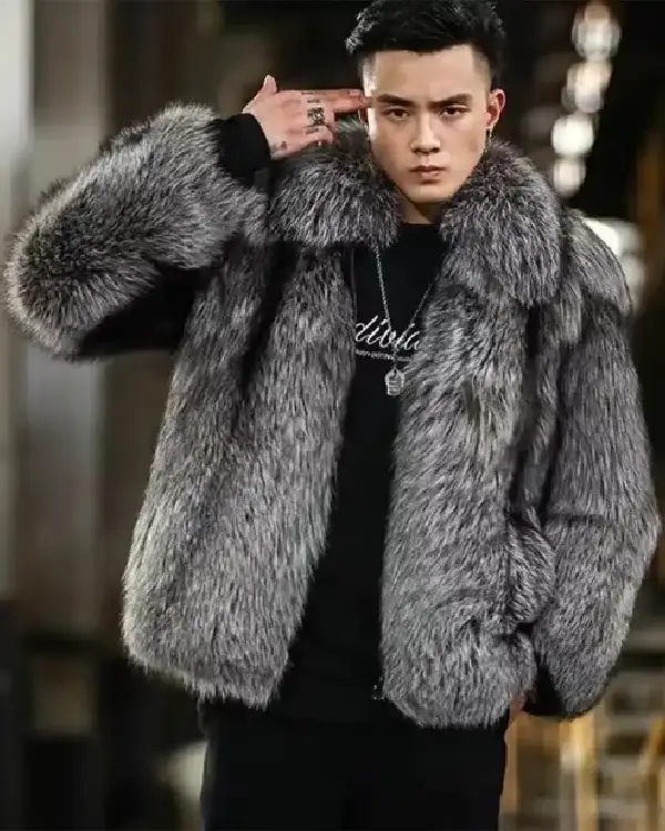 Spencer Gray Faux Fur Coat