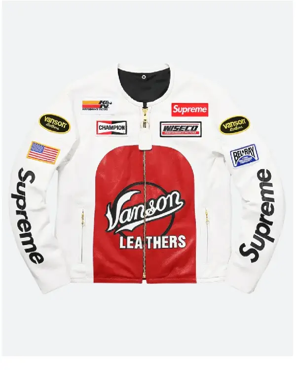 Supreme Vanson Leather Star White Jacket