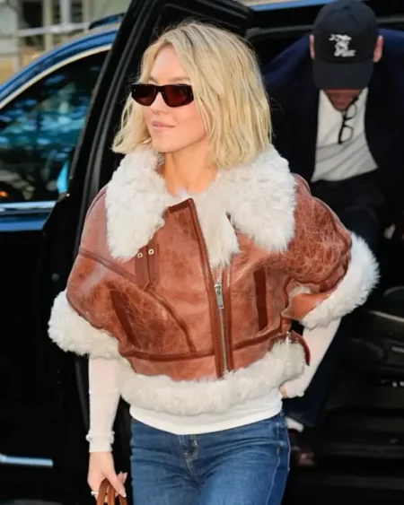 Sydney Sweeney NYC Shearling Leather Jacket