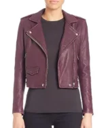 Symera Jackson Electric Bloom Burgundy Leather Jacket sal