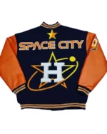 Unisex Space City Houston Astros Blue and Orange Full-Snap Varsity Bomber Jacket