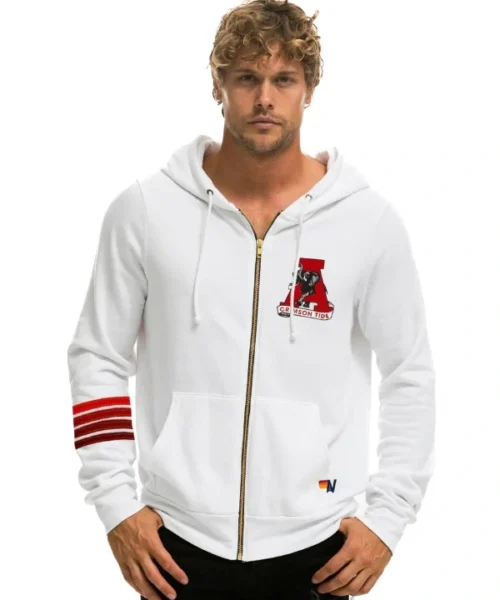 University of Alabama White Roll Tide Zip Hoodie