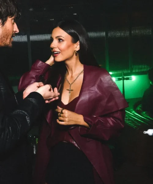 Victoria Justice Burgundy Coat sale