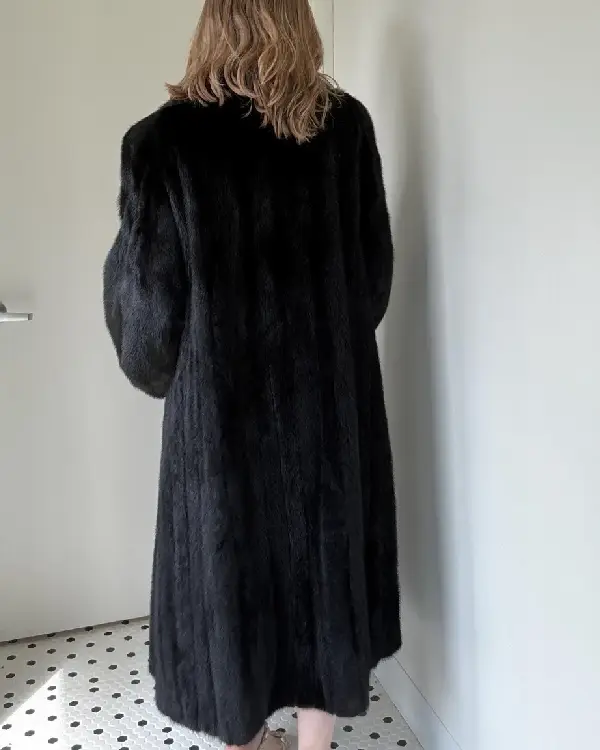 Vintage Mink Fur Black Coat For Sale