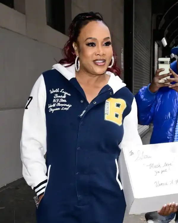 Vivica A. Fox NYC FOX Studios Varsity Letter Hooded Jumpsuit